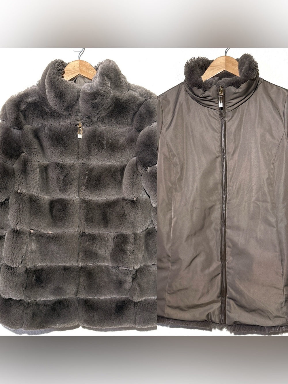 VIA SPIGA Reversible Faux Fur Jacket